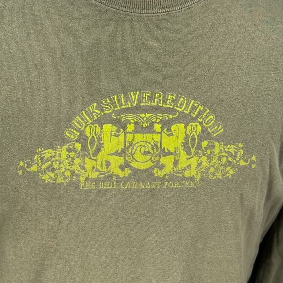 Vintage Quiksilver Edition T-Shirt Men’s Large Green Cotton Long Sleeve Surfer - Picture 2 of 10